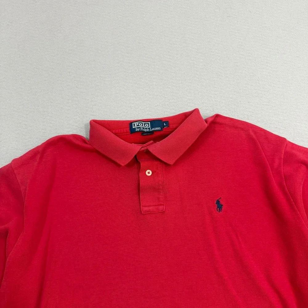 Polo Ralph Lauren Polo Shirt Mens Large Red Vintage USA Made Short Sleeve Preppy